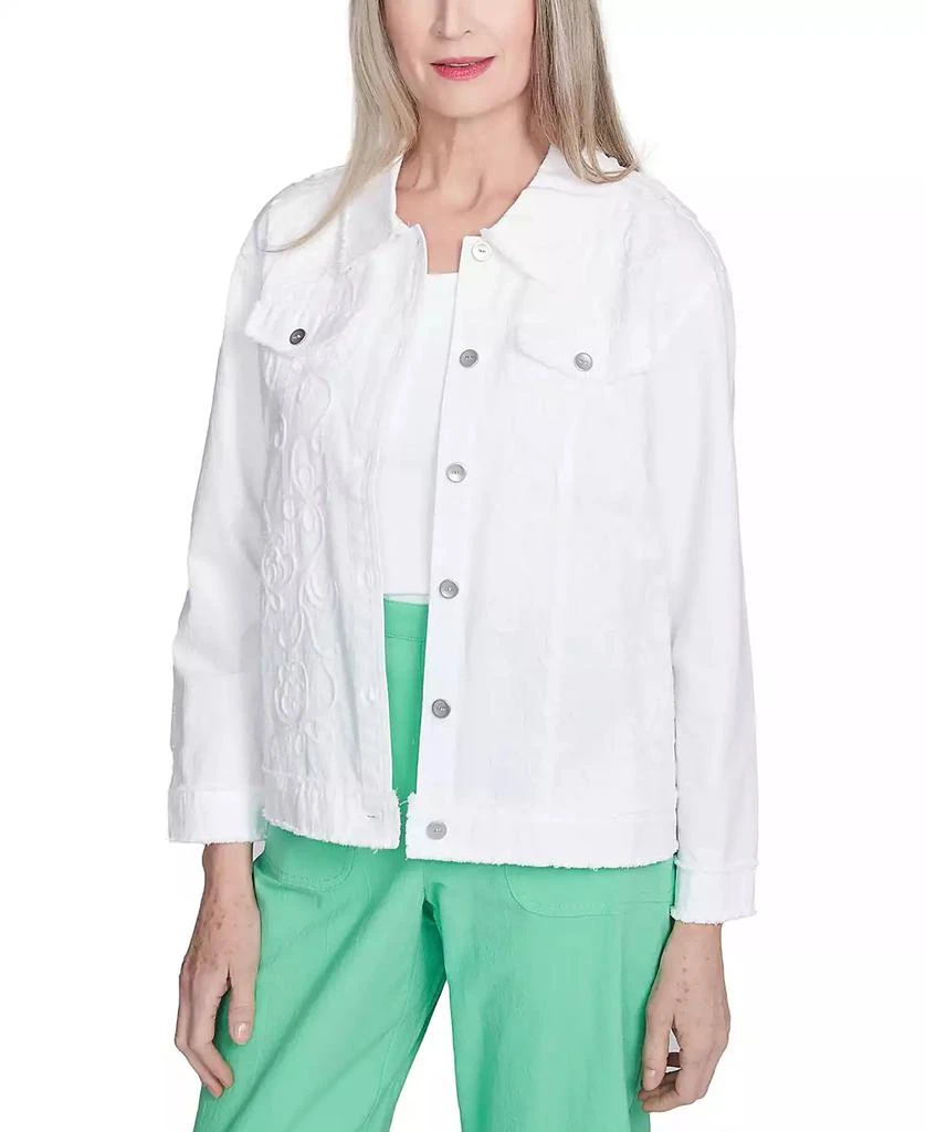 Alfred Dunner Women's Rise Shine Soutache Fringe Long Sleeve Trim Jacket 4