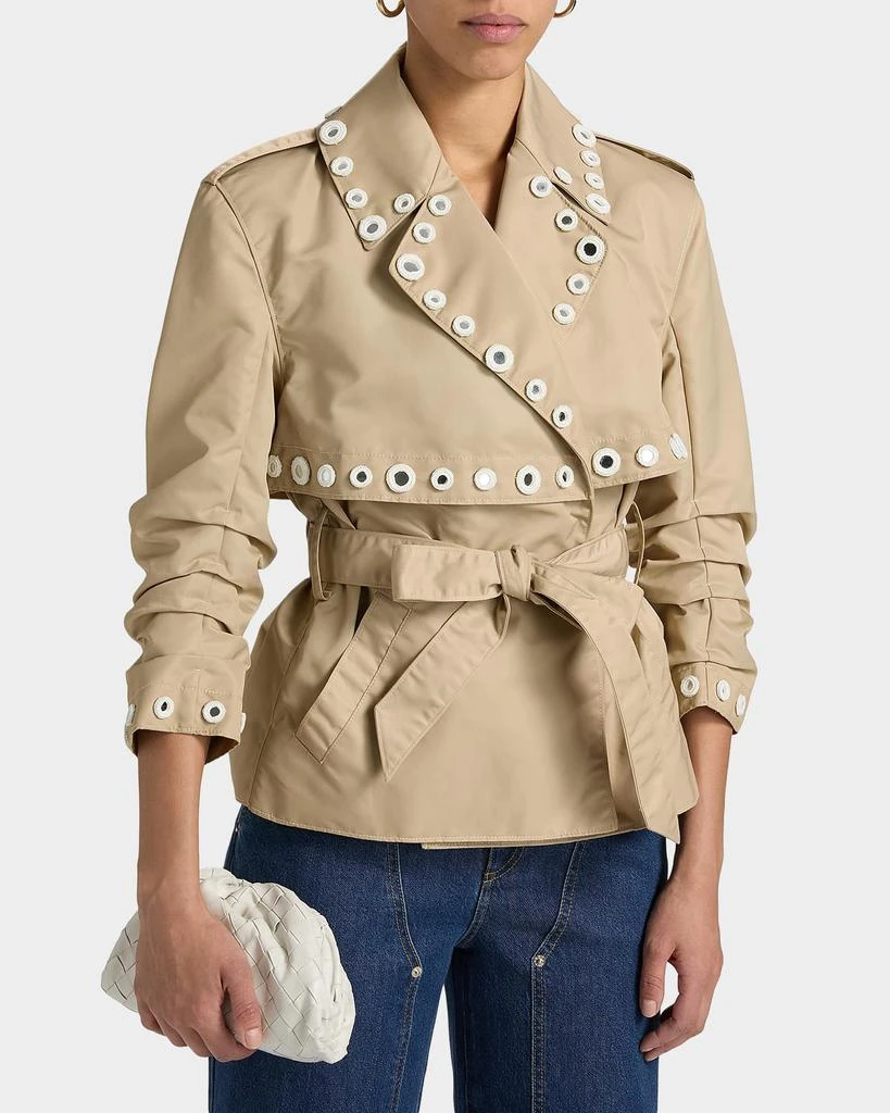 Cinq a Sept Yates Crochet Mirrors Short Trench Coat 4