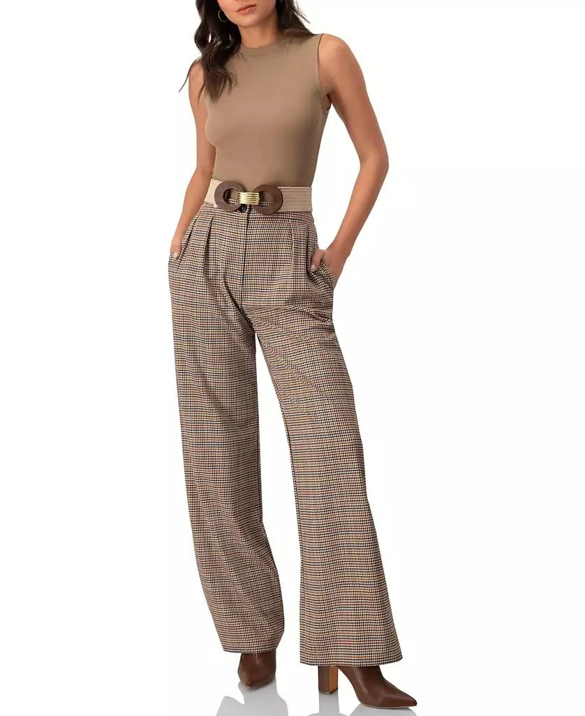 Ivonne Women
s Straight Pleated Patterned Trousers Pants 6