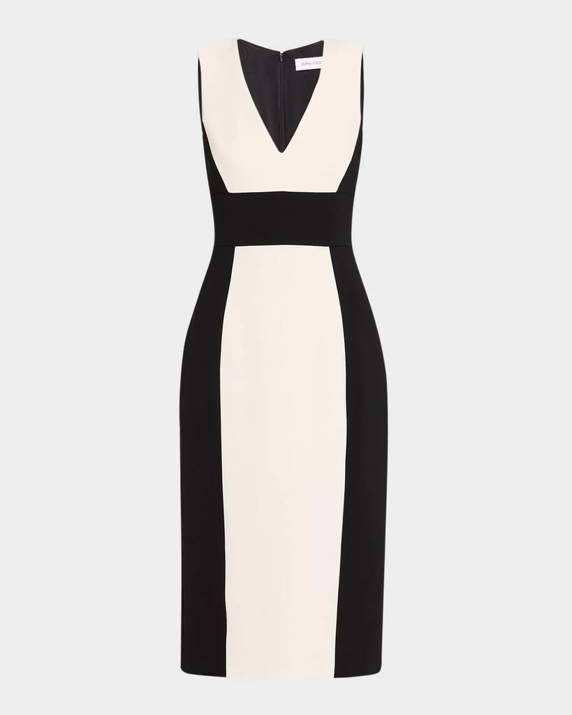 PRABAL GURUNG Colorblock V-Neck Sleeveless Midi Dress 1