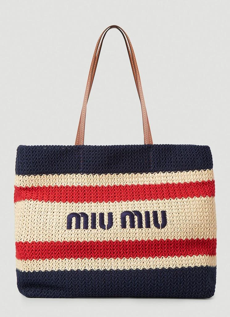 Miu Miu Raffia-Effect Tote Bag 1