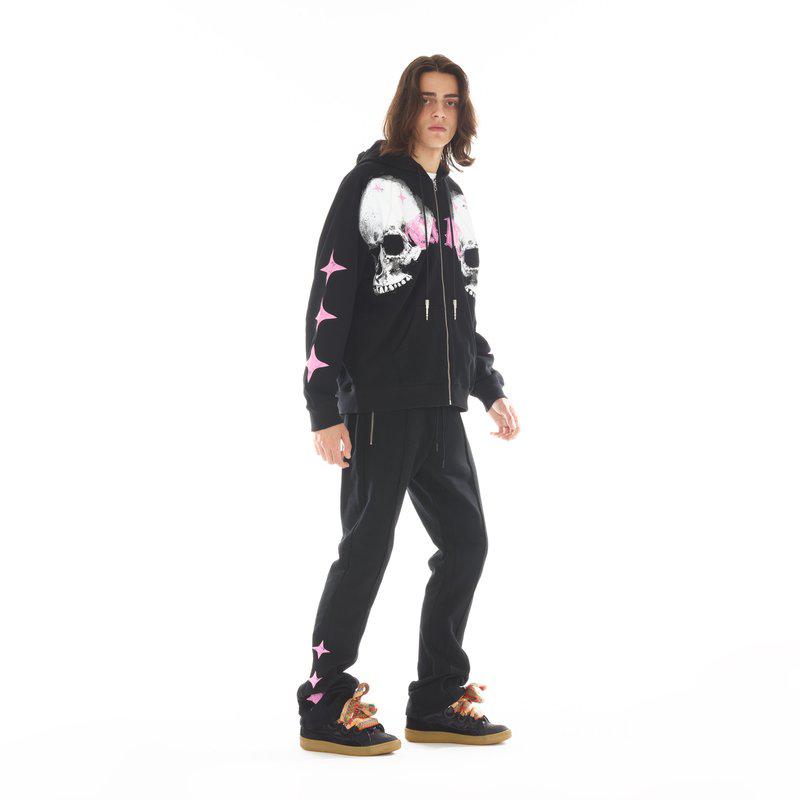 Cult Of Individuality Zip Hooded Sweatshirt "Life Is Pain" In Black