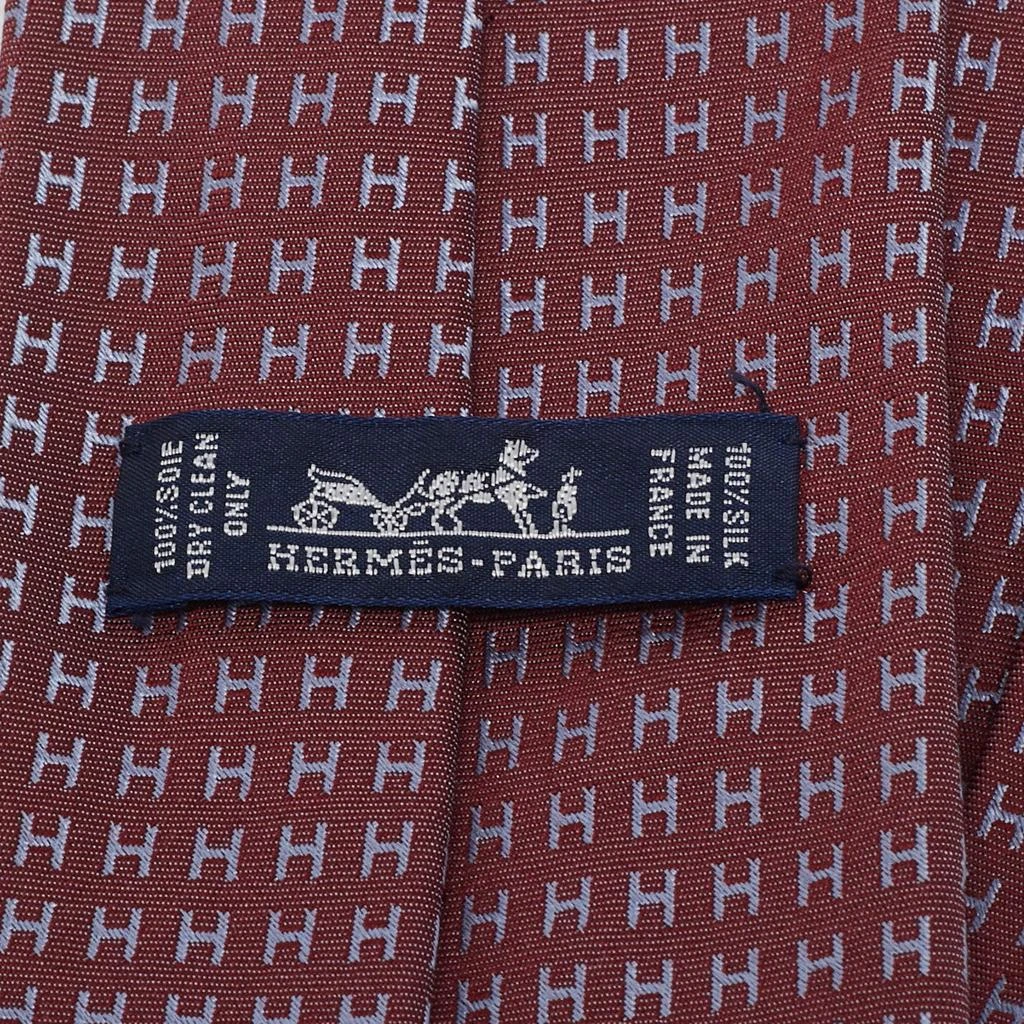 Hermes Hermes Burgundy Silk Faconnee H Bicolore Tie 3