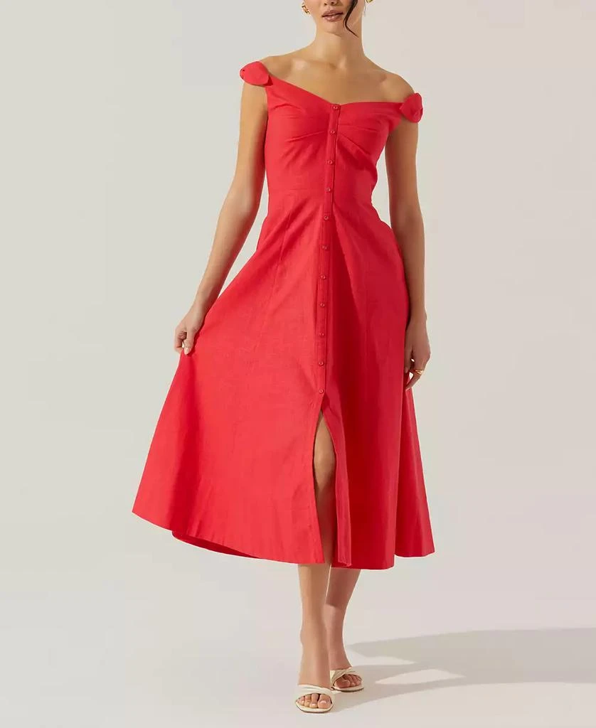 ASTR Women's Charelin Off-The-Shoulder Linen-Blend Midi Dress 5