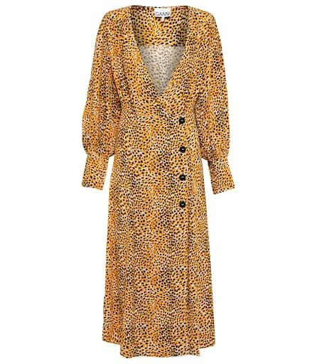 Ganni Leopard-print crêpe midi dress 1