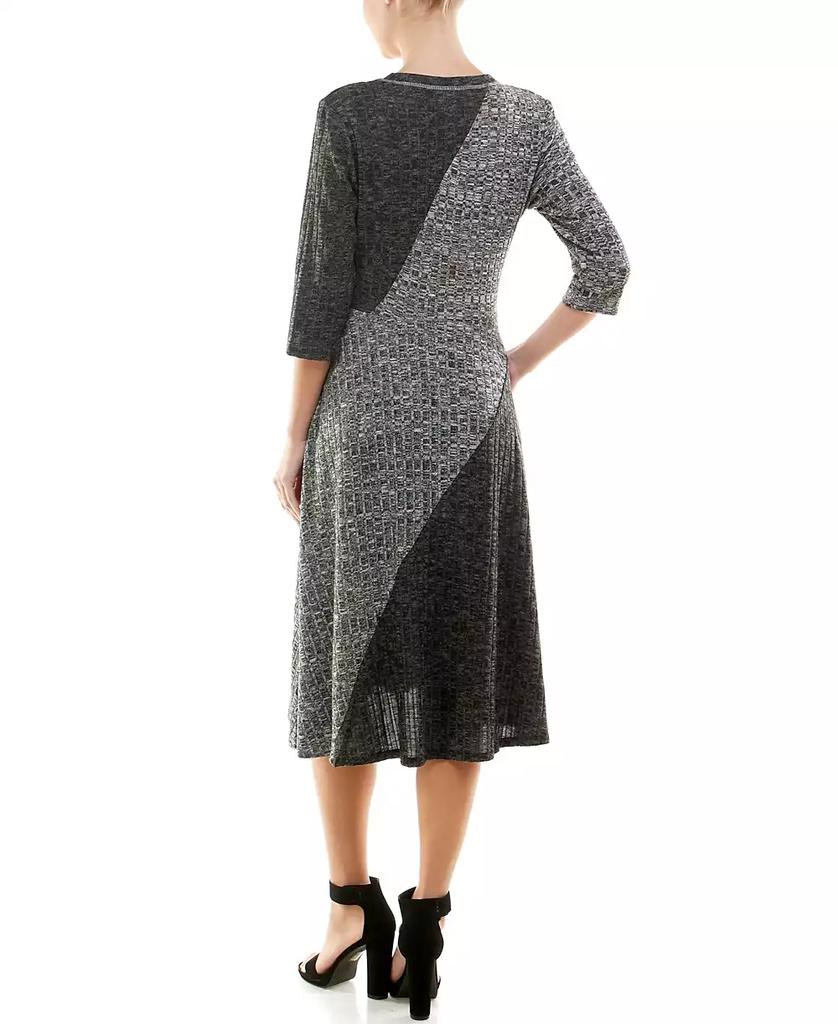 NY Collection Women's Two Tone Ribbed A-line Dress