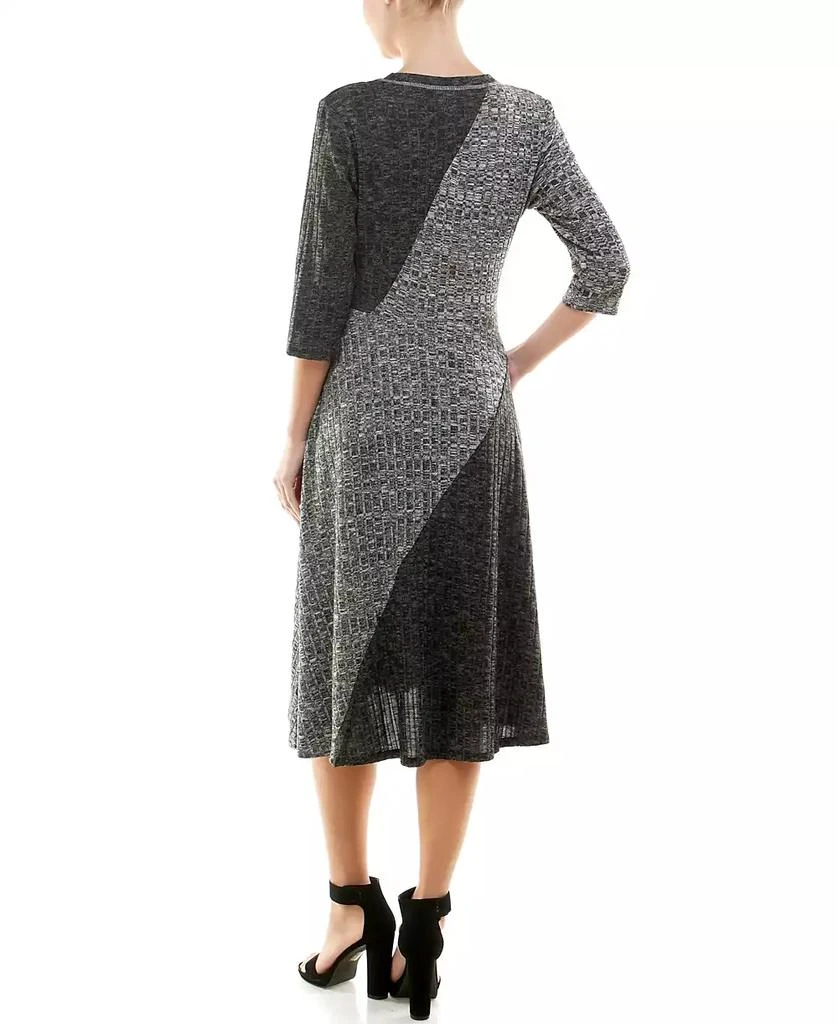 NY Collection Women's Two Tone Ribbed A-line Dress 2