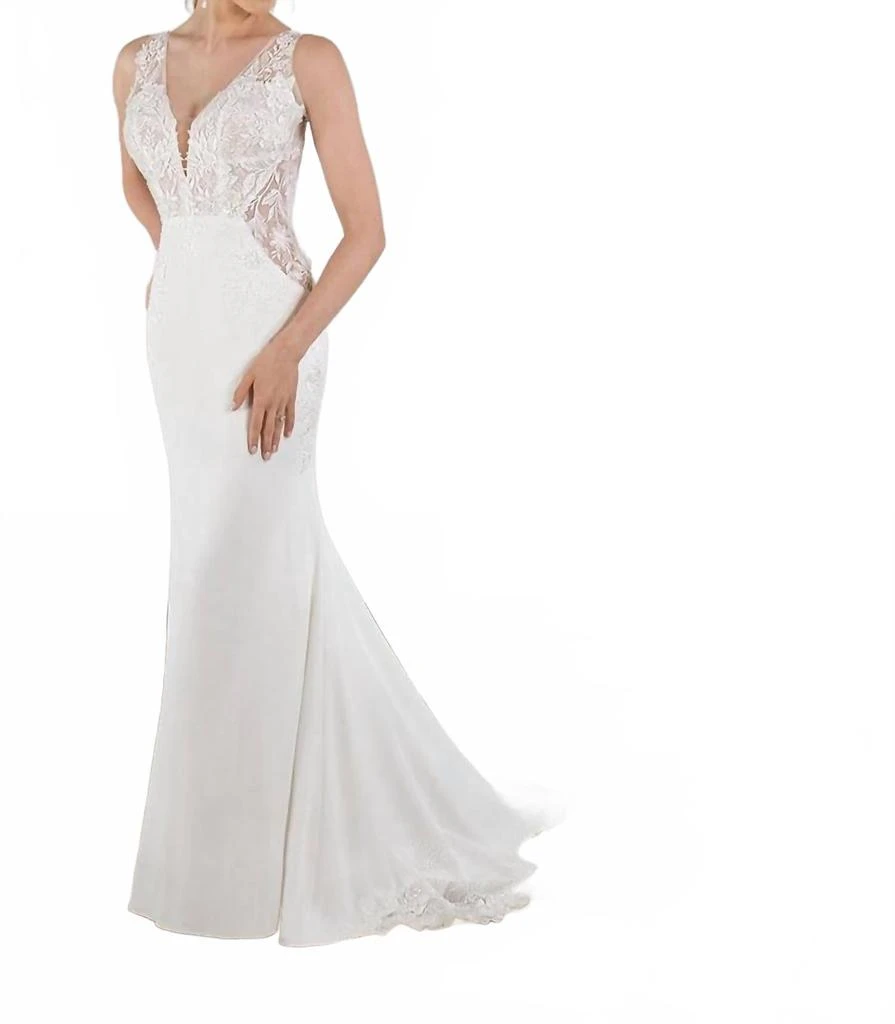 cream off the shoulder maxi dress Hemera Off-Shoulder Ruffle-Trim Gown in Ivory