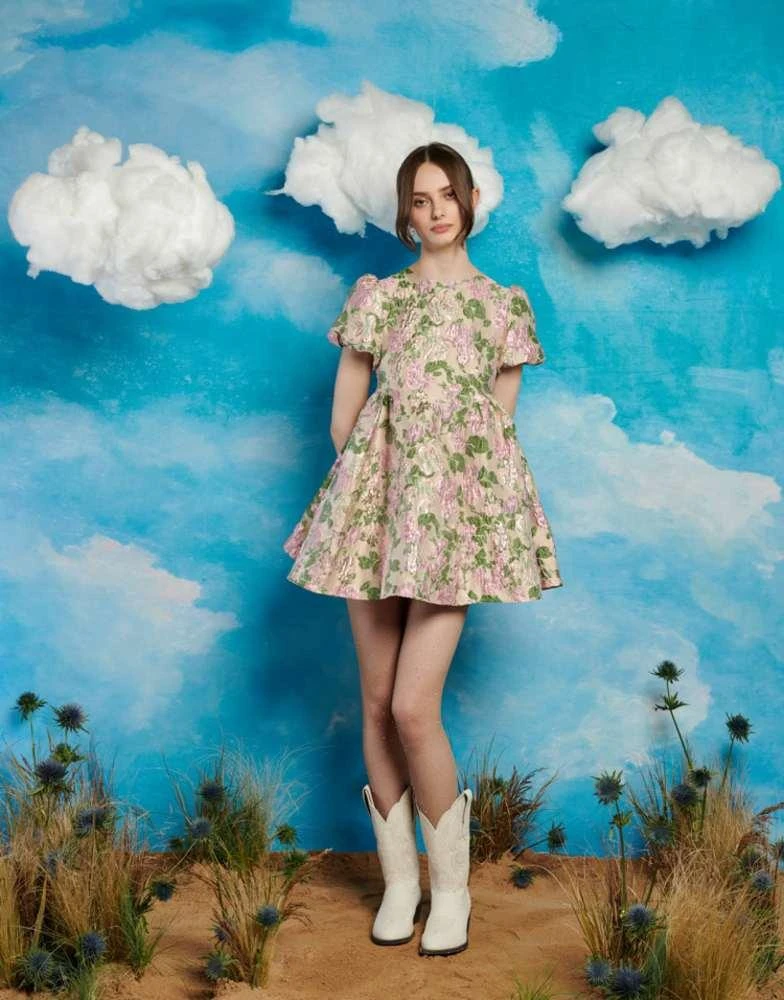 sister jane green floral dress DREAM Showstopper Jacquard Maxi Dress Veronese Green / M main image 1