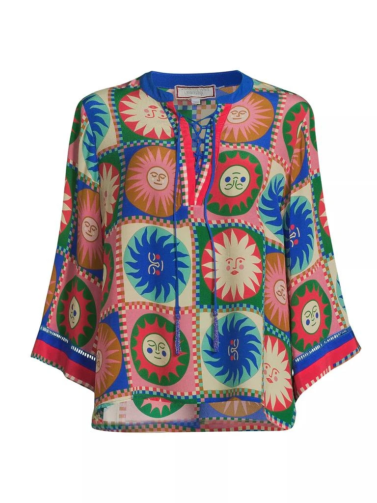 Johnny Was Lionora Front Tie Villa Silk Blouse 1