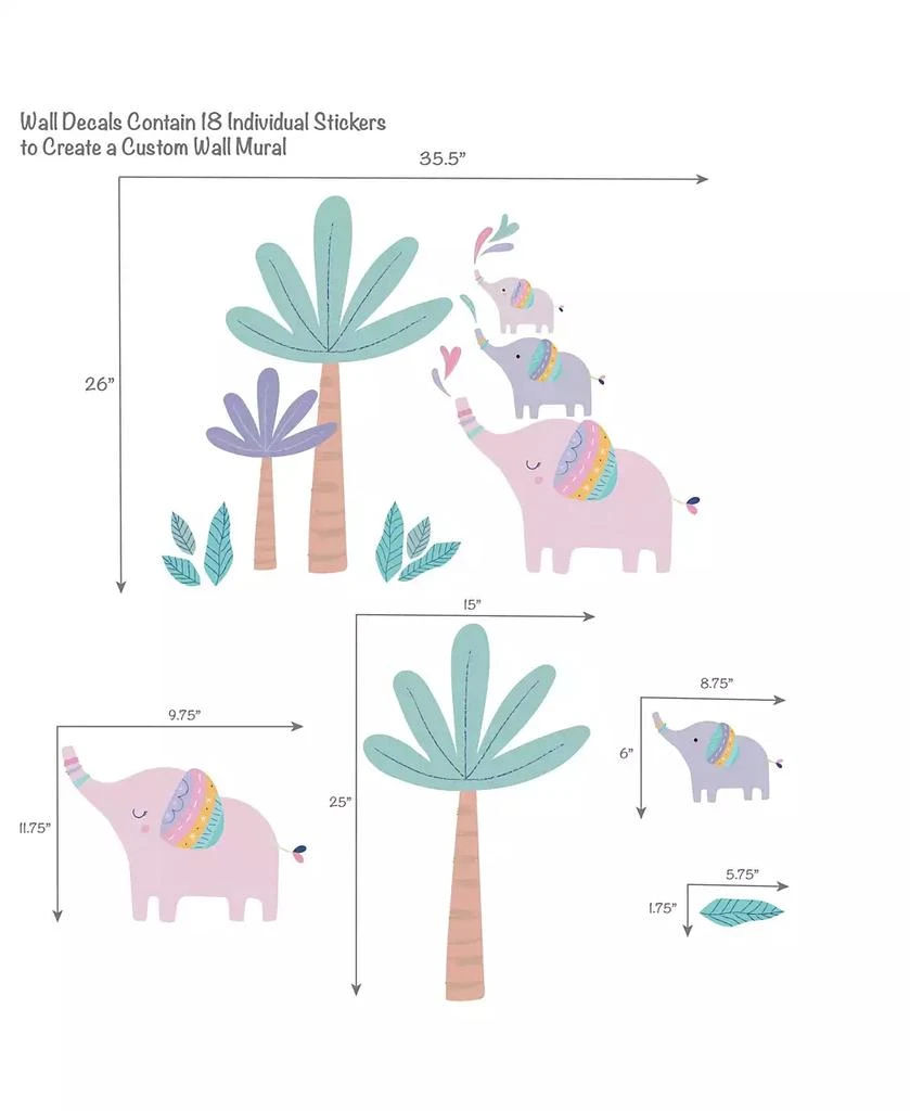 Bedtime Originals Elephant Dreams Colorful Tree Wall Decals / Stickers 2
