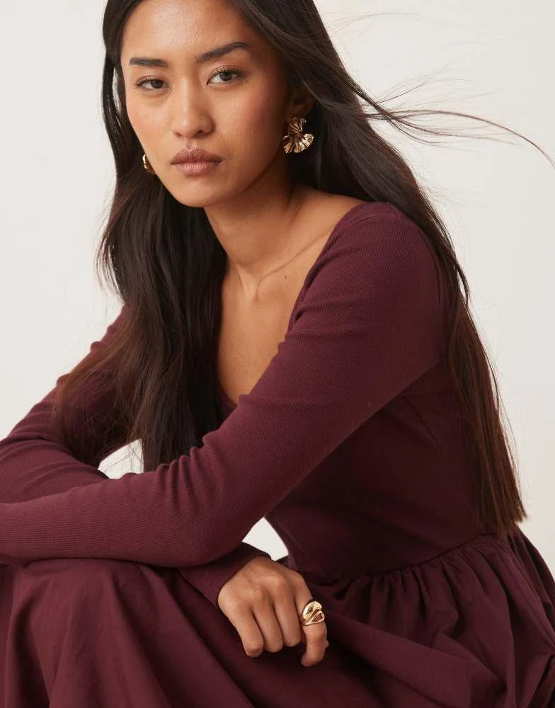 burgundy poplin dress Asha Dress main image 1