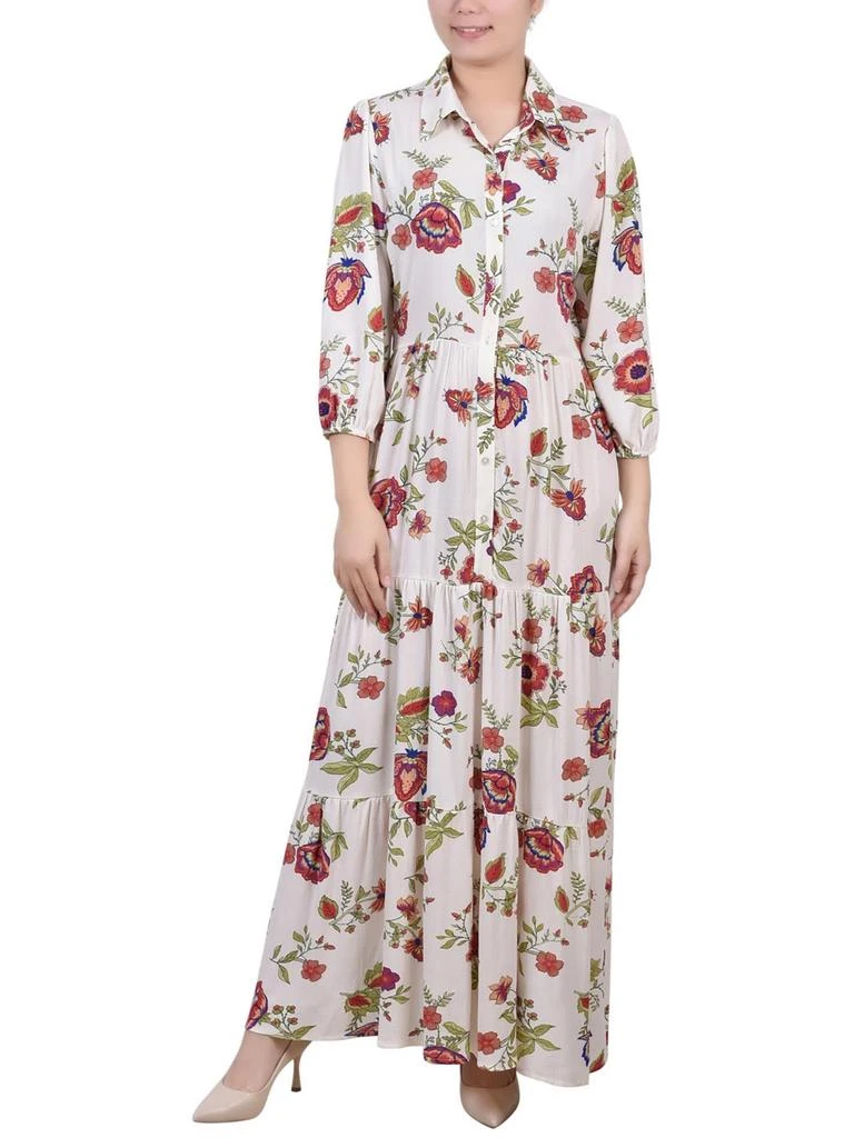 NY Collection Petites Womens Crinkle Tiered Maxi Dress 1
