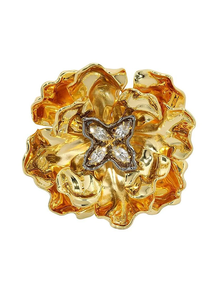 Alexis Bittar Jardin 14K-Gold-Plated 
Crystal Rose Pin