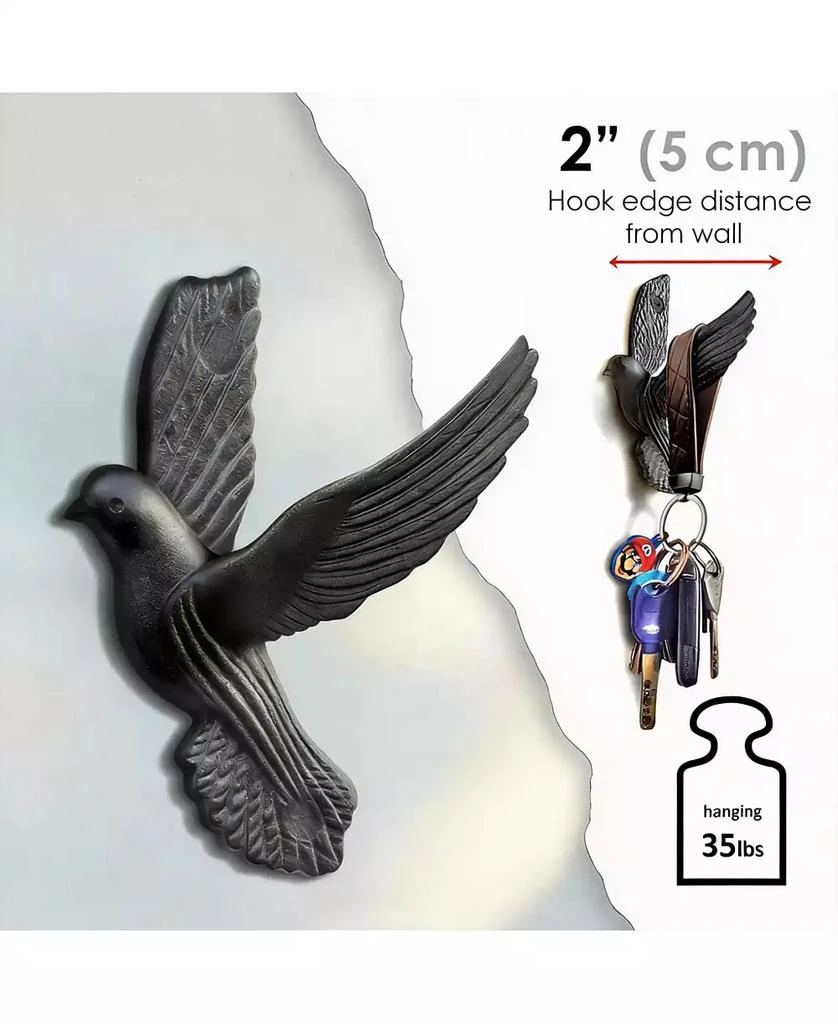 YIGII Rustic Cast Iron Pigeon Coat Hooks - 5 Pack 3