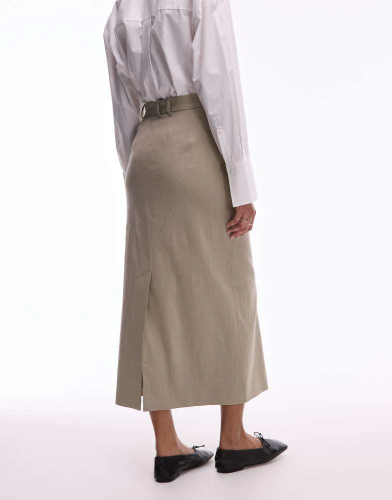 ARKET ARKET linen utility midaxi skirt in beige 2