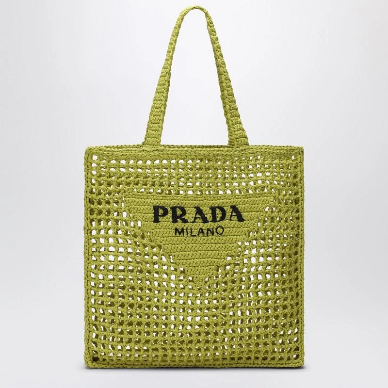 Cedar-coloured crochet tote bag with logo The Double F