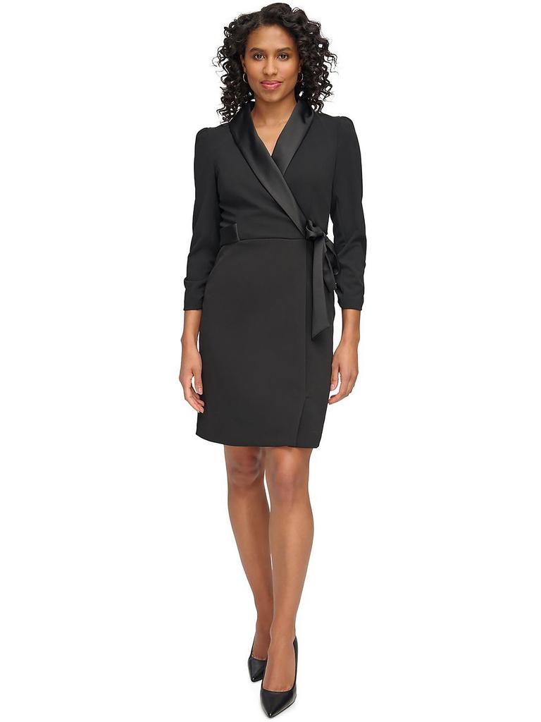 DKNY Womens Shawl Collar Side Tie Wear To Work Dress