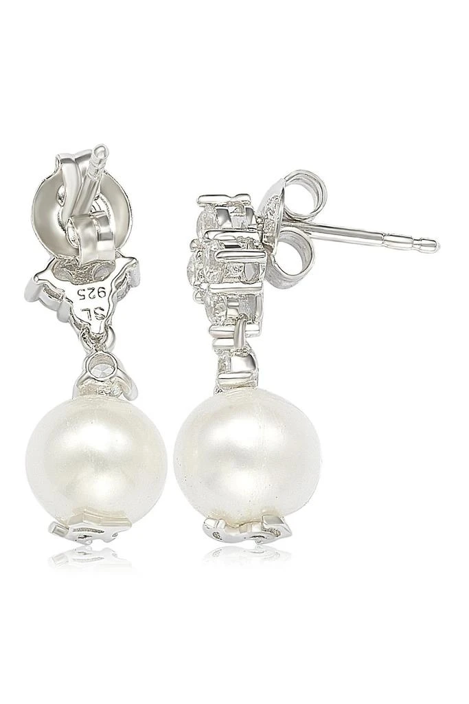 Suzy Levian Sterling Silver 8mm Cultured Freshwater Pearl Drop Earrings 2