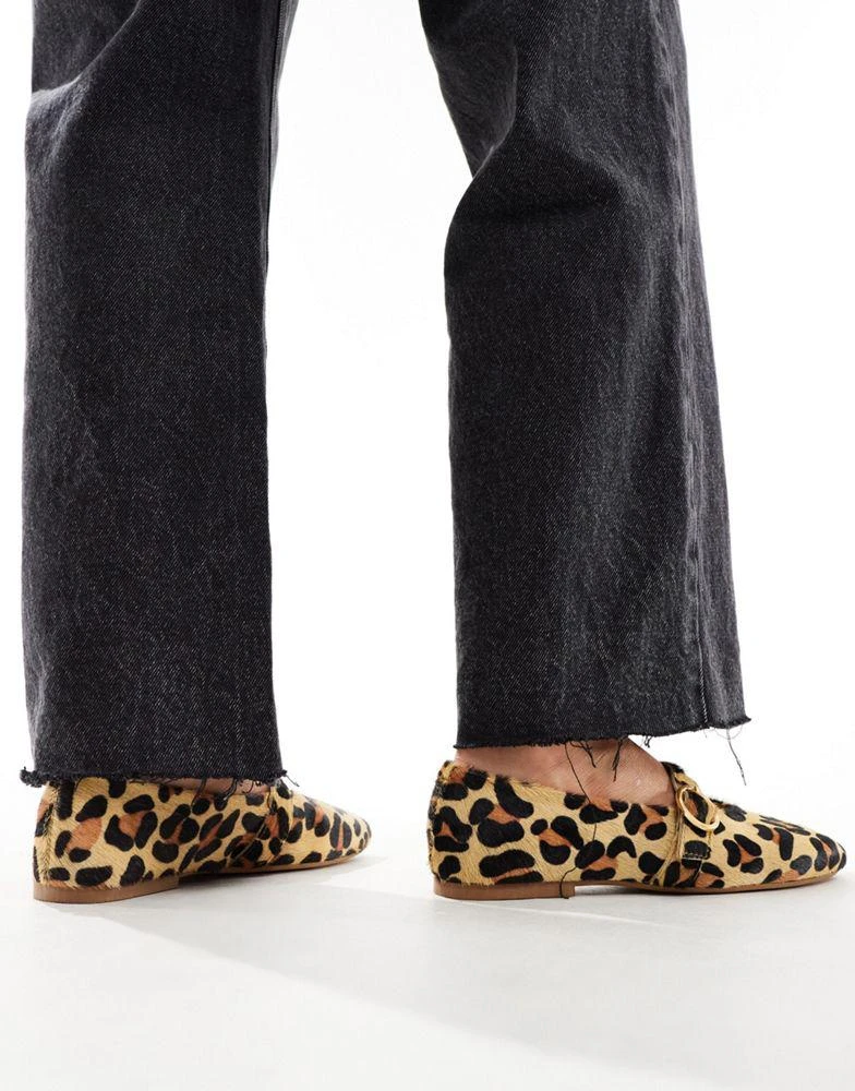 ASOS ASOS DESIGN Luxe Premium Leather Mary Jane ballet in Leopard 3
