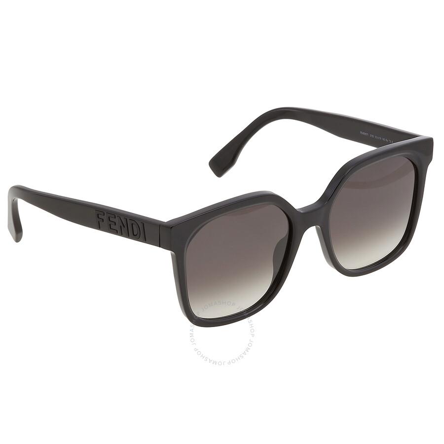 Fendi Gradient Smoke Square Ladies Sunglasses FE40007I 01B 55