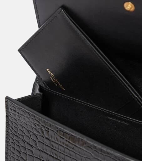 Yves Saint Laurent Uptown croc-effect leather wallet on chain 3