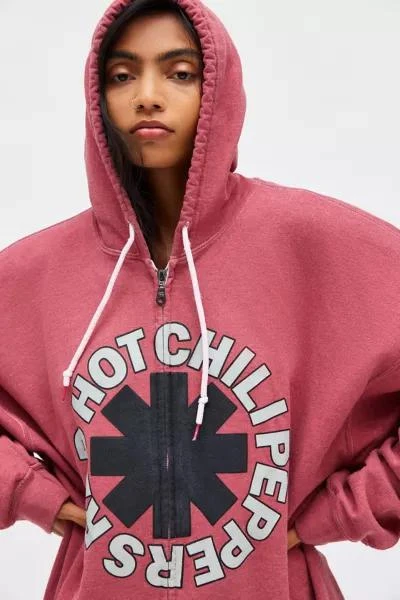 Urban Outfitters Red Hot Chili Peppers Graphic Oversized Zip Up Hoodie Sweatshirt 3