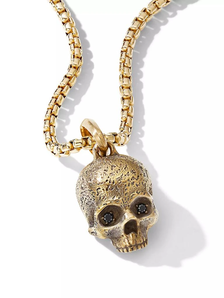 David Yurman Memento Mori Skull Amulet in 18K Yellow Gold with Pave Black Diamonds, 18MM 3