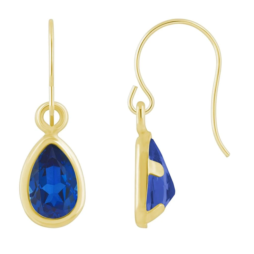 Glistening Jewels 10K Gold 6x4mm Pear Shape Created Sapphire Drop Earrings