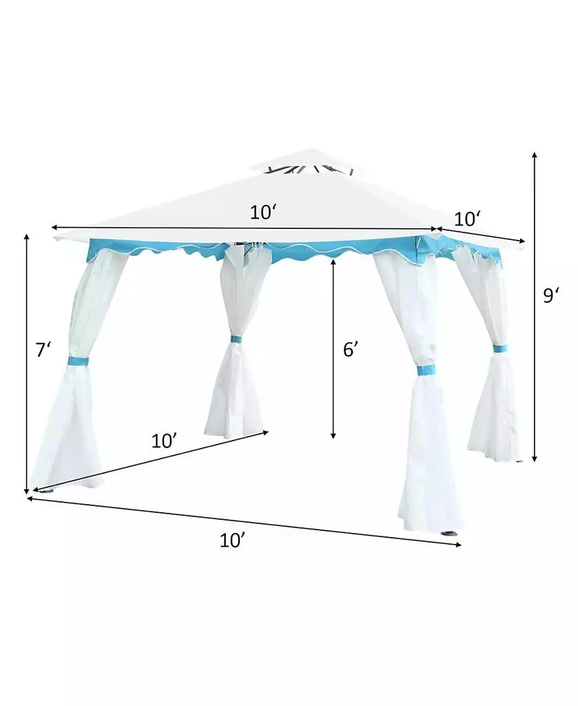 Costway 2 Tier 10'x10' Patio Gazebo Canopy Tent Steel Frame Shelter Awning W/Side Walls 3