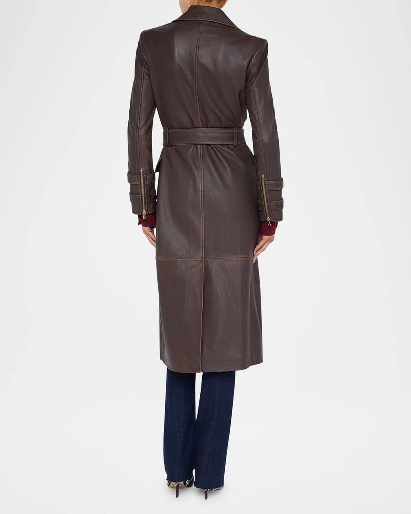 L'Agence Celina Double-Breasted Leather Trench Coat 4