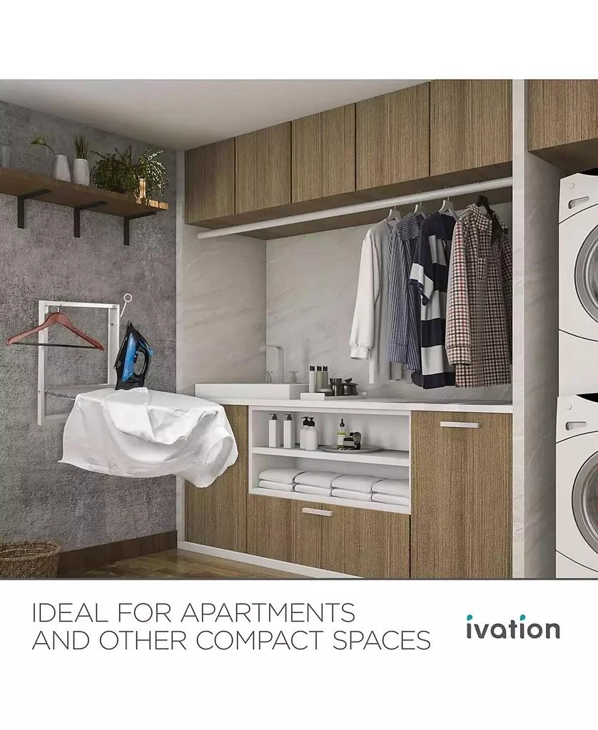 Ivation Wall-Mounted Ironing Board, Foldable Iron Board with Iron Holder, Space Saving Design 6