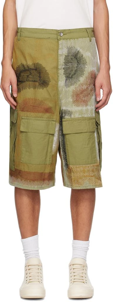 Who Decides War SSENSE Exclusive Khaki Camouflage Embroidery Cargo Shorts 1