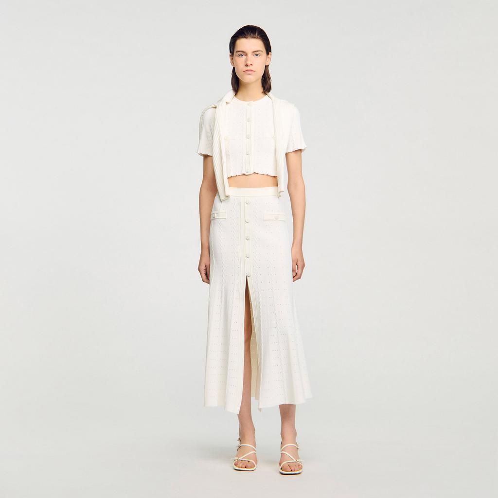 Sandro Pointelle knit maxi skirt