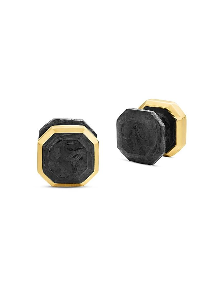 David Yurman Forged Carbon Tuxedo Studs in 18K Yellow Gold 2