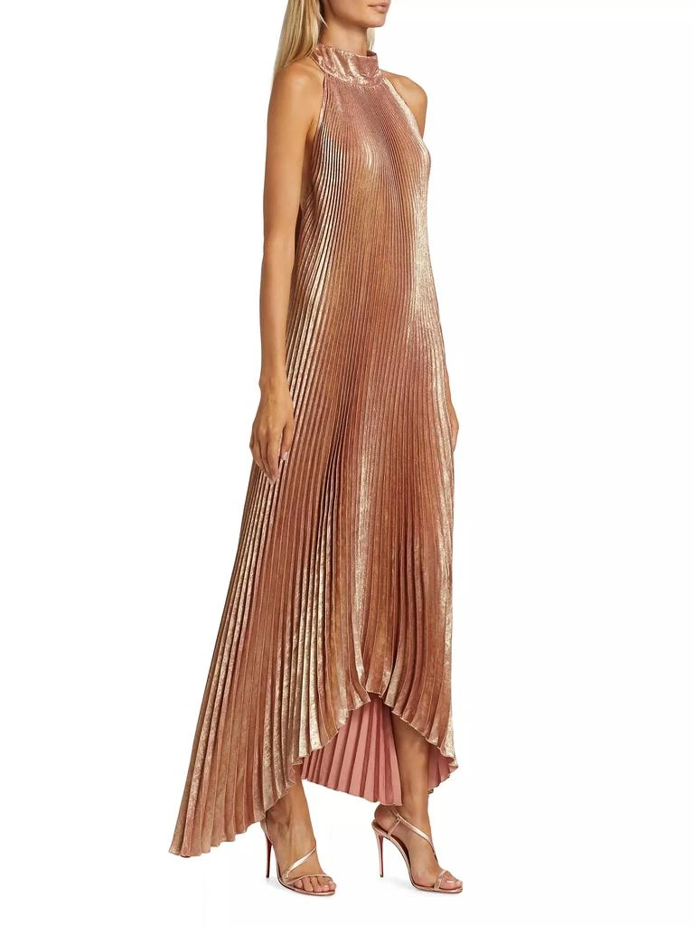 L'Idée La Fete Olympia Metallic Pleated Halterneck Gown 4