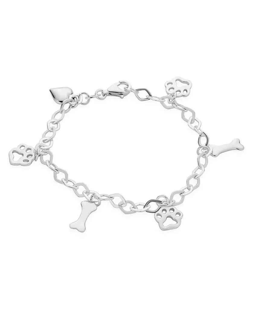 Bling Jewelry Best Friend Animal Lover Heart Dog Bone Paw Print Multi Charm Bracelet , 7 Inch