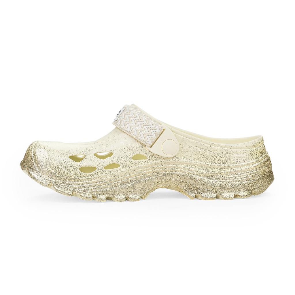 Lanvin GOLD/BEIGE MOK LACETS CURB SUICOKE SLIDES