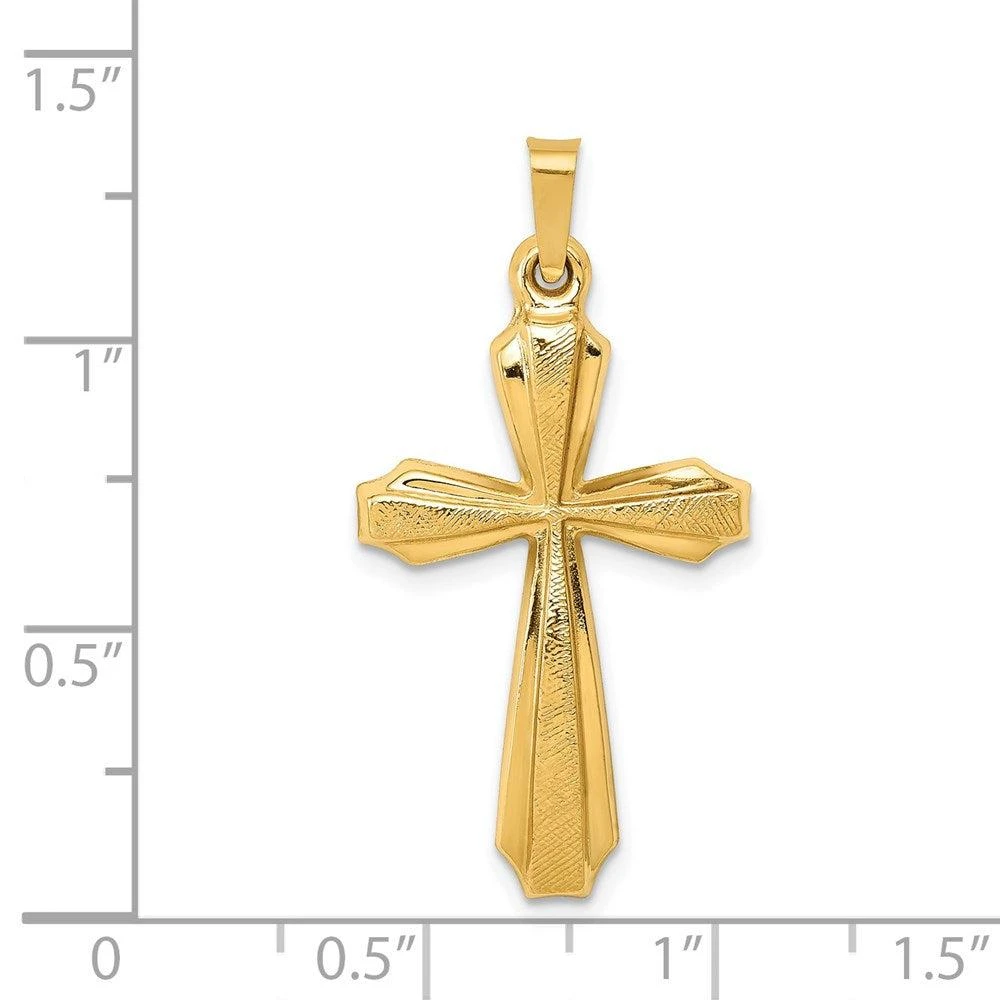 Diamond2Deal 14k Yellow Gold Textured and Polished Passion Cross Pendant 3