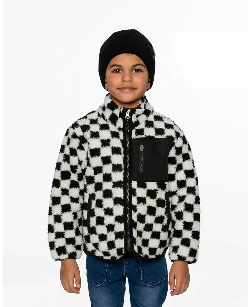 Deux par Deux Toddler Unisex Sherpa Jacket Black Checkerboard 2