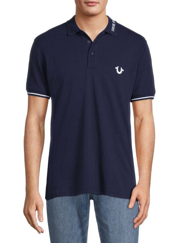 True Religion Regular Fit Striped Logo Polo