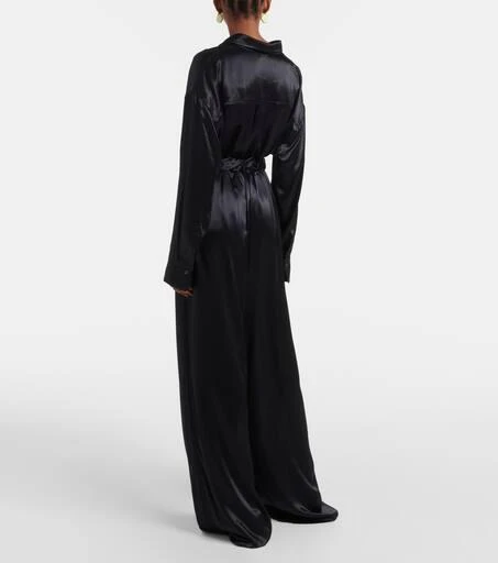 Salvatore Ferragamo Gathered satin wide-leg pajama pants 3