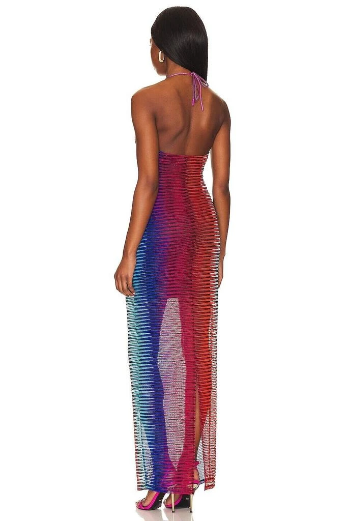 Steve Madden Albina Maxi Dress Women Medium Multicolor Stretch Halter Neck VDA36 3