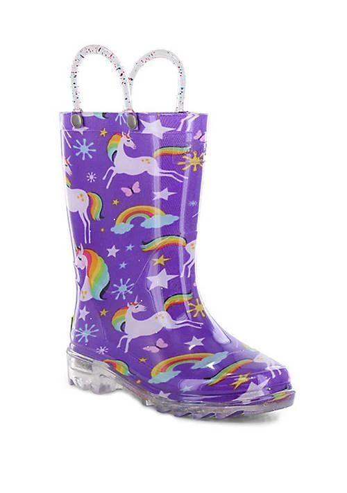 Western Chief Toddler/Youth Girl
s Rainbow Unicorn Lighted Rain Boot