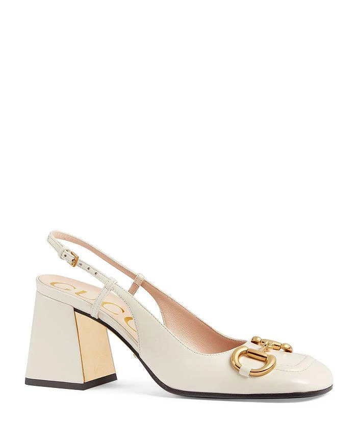 Gucci Women's Baby Mid-Heel Horsebit Slingback Pumps