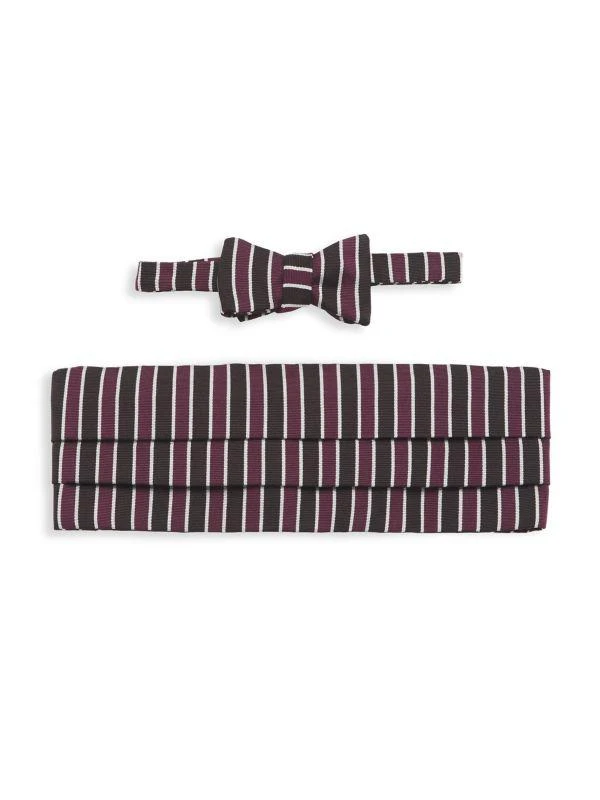 Paul Stuart Silk Striped Bow Tie & Cummerbund Set 1