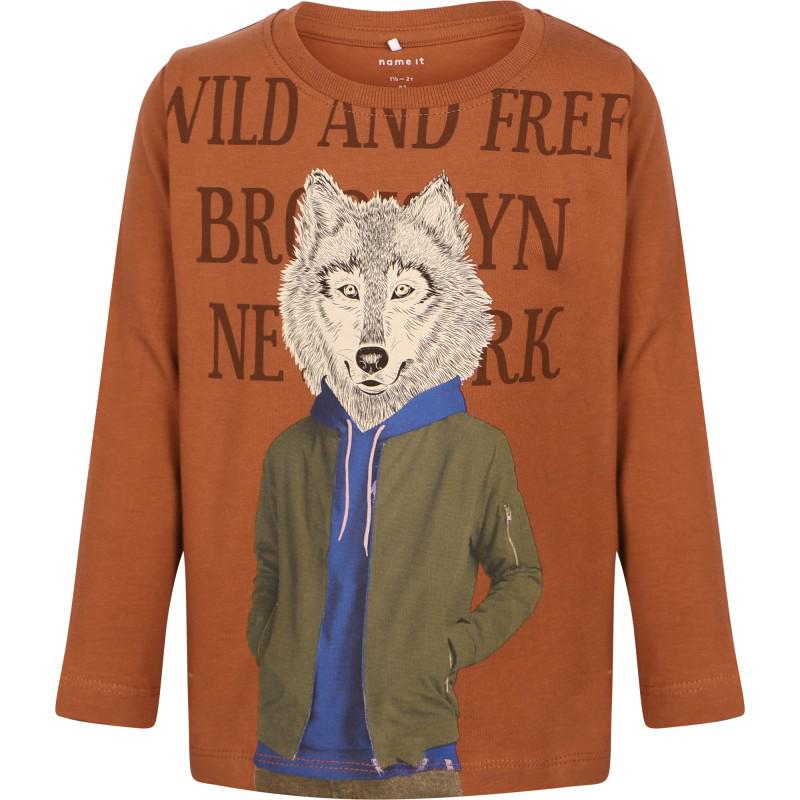 NAME IT® Wild and free long sleeved t shirt in brown