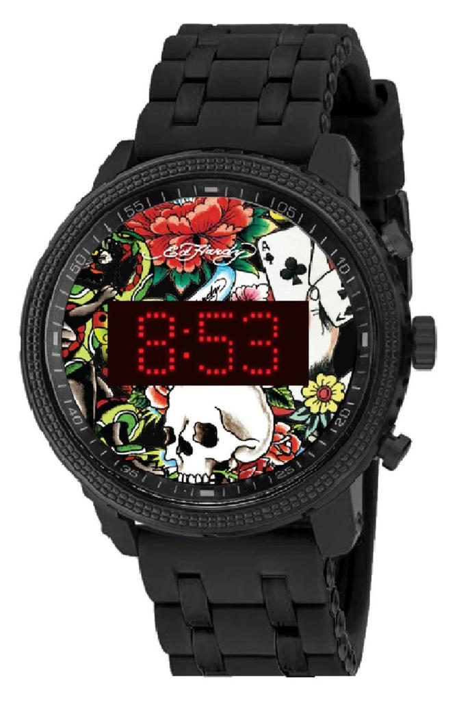 Ed Hardy x Ed Hardy Printed Digital Silicone Strap Watch, 42mm