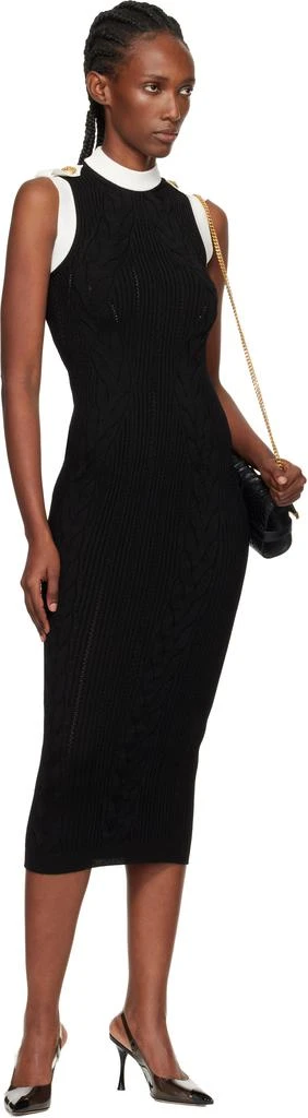 Balmain Black Two-Tone Cable-Knit Midi Dress 4