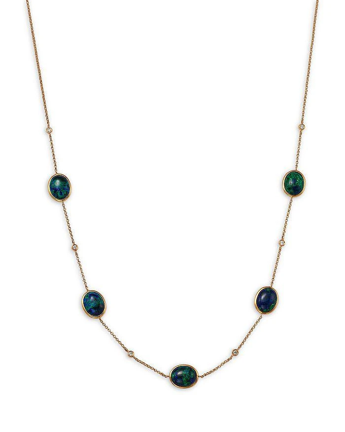 Bloomingdale
s Fine Collection Azurite 
Diamond Bezel Collar Necklace in 14K Yellow Gold, 16-18"